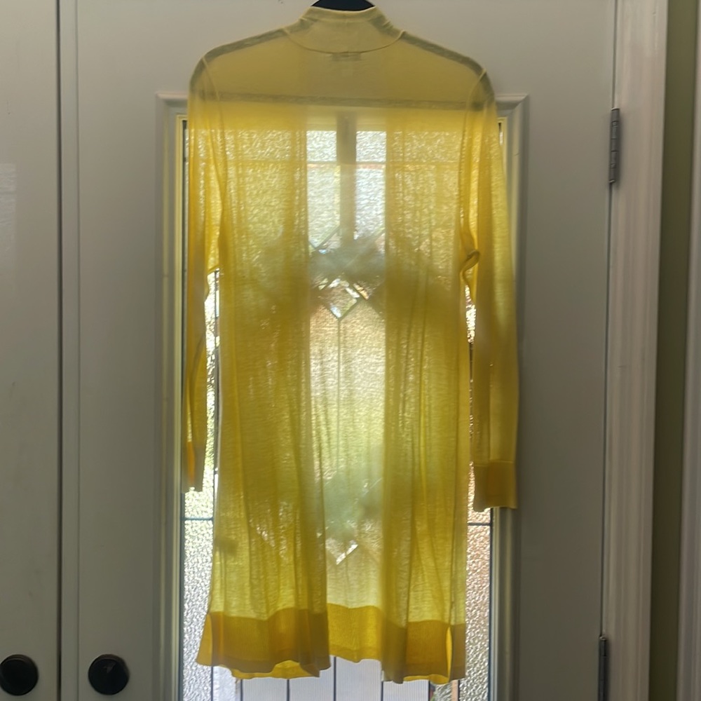 NWT Roz & Ali Beautiful Lemon Yellow Light Duster Sweater 1X - Picture 3 of 3